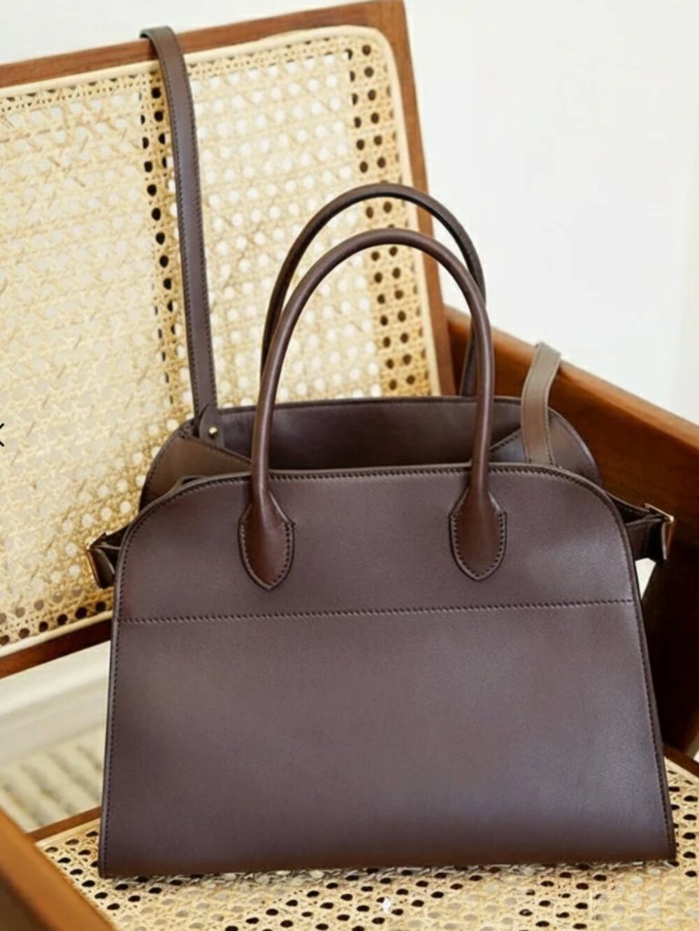 Classic Brown Leather Tote Handbag